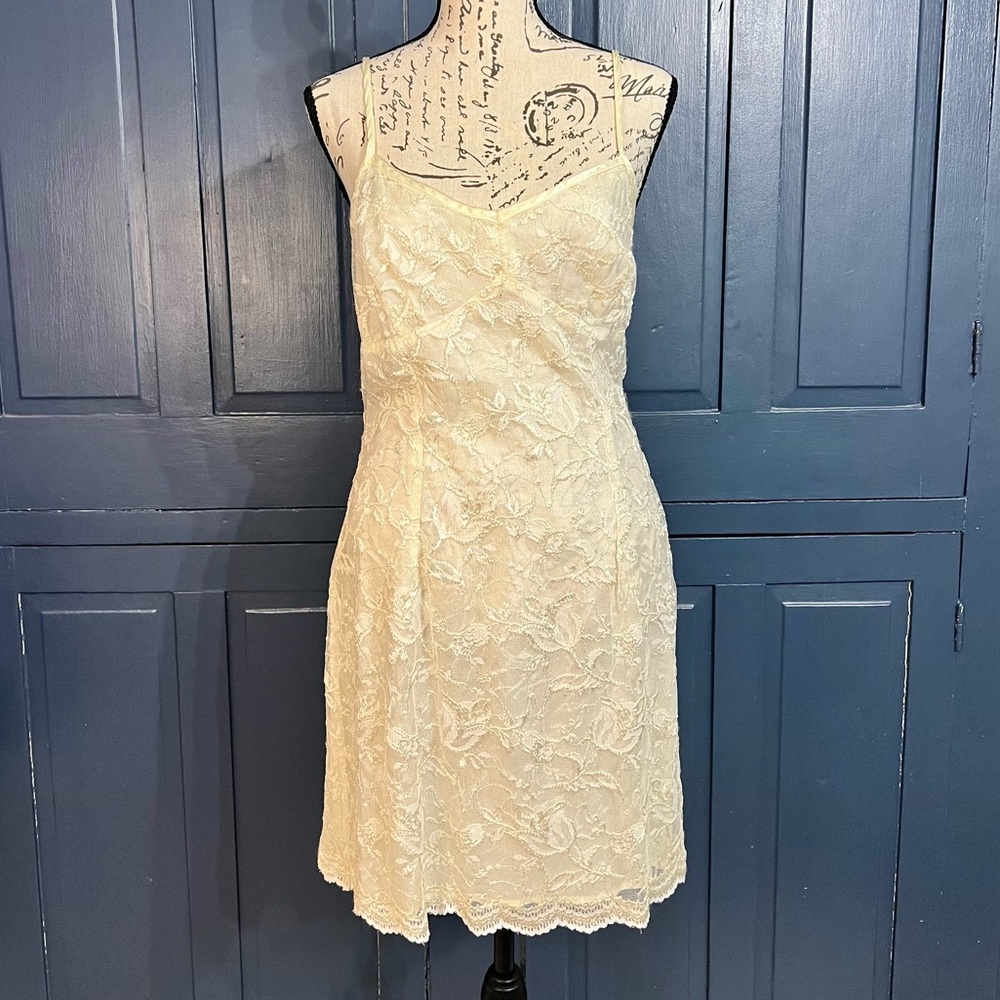 Vintage Rampage Lace Slip Dress Cream Y2K 90s Made in USA